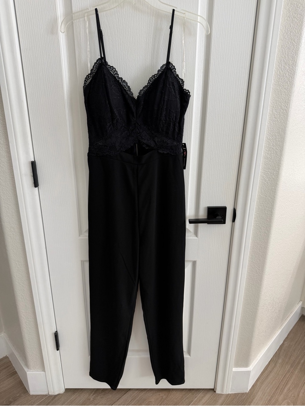 Black Lace size L Justify Jumpsuit. NWT